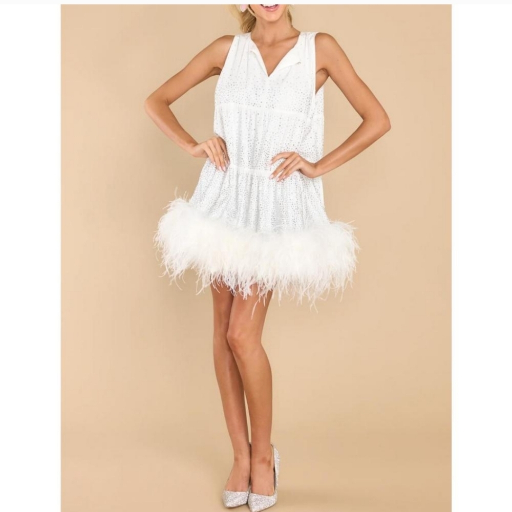 Nwt Queen of sparkles Rhinestone Feather Tank Dress